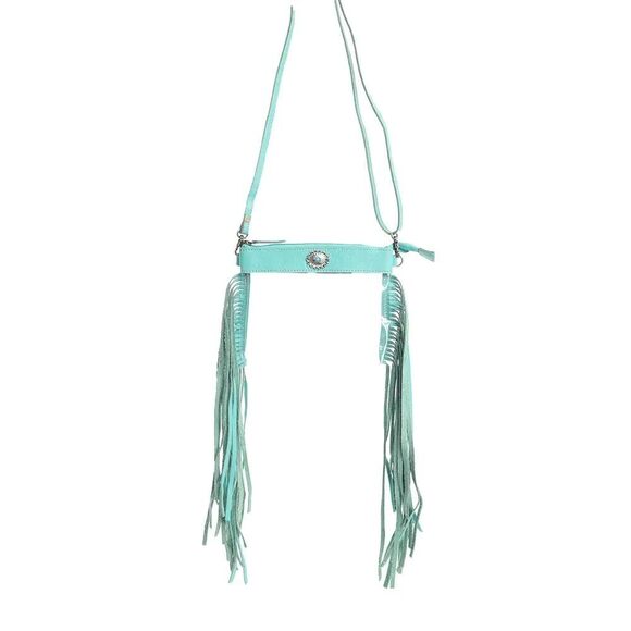 7690 Clear Bag - Western Upcycled Leather Shoulder Bag Teal